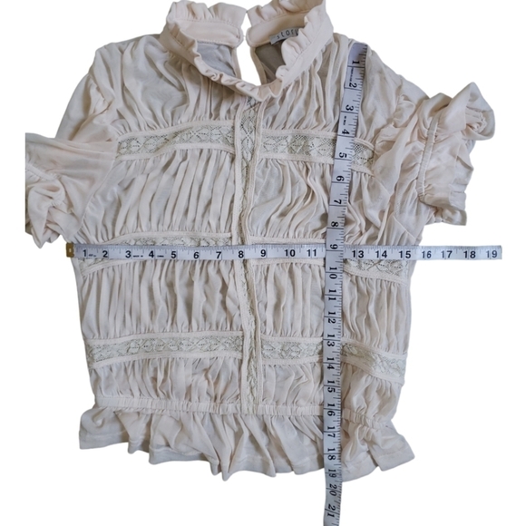 Story On Lace Pleated Ruffle Top Size M - Picture 4 of 5